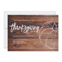 Rustic Wood White pumpkin Thanksgiving Middag