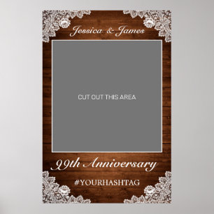 Rustic Wood & White Snöre-årsjubileum Foto Prop Poster