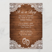 Rustic Wood & White Snöre Boy Birth Firande