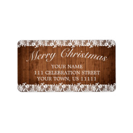 Rustic Wood & White Snöre God jul Adress Adressetikett