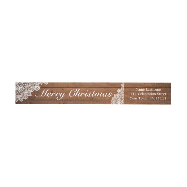 Rustic Wood & White Snöre God jul Etikettband (Individual)