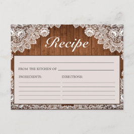 Rustic Wood & White Snöre Möhippa Recept Card Vykort