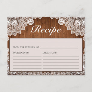 Rustic Wood & White Snöre Möhippa Recept Card Vykort