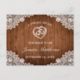 Rustic Wood & White Snöre Möhippa Recept Card Vykort