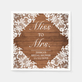 Rustic Wood & White Snöre Möhippa till Mrs. Pappersservett