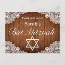 Rustic Wood & White Snöre Pub Bat mitzvah