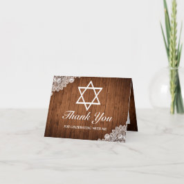 Rustic Wood & White Snöre Pub Bat mitzvah Tack Kort