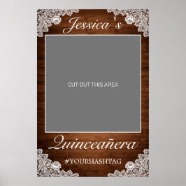 Rustic Wood & White Snöre Quinceañera Photo Prop Poster