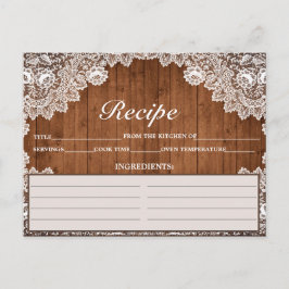 Rustic Wood & White Snöre Recept Card Vykort