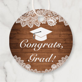 Rustic Wood & White Snöre Studenten Gratulerar Gåvor Etiketter