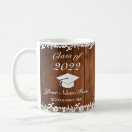 Rustic Wood & White Snöre Studenten Kaffemugg