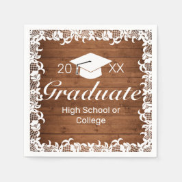 Rustic Wood & White Snöre Studenten Pappersservett