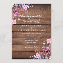 Rustic Wood Wildblomma Blommigt Bröllop Inbjudningar