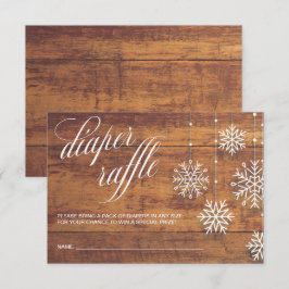 Rustic Wood Winter BabyShower Diaper Raffle Biljet Tilläggskort