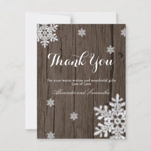 Rustic Wood Winter Snowflake - tackkort