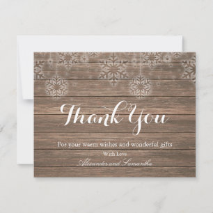 Rustic Wood Winter Snowflake - tackkort