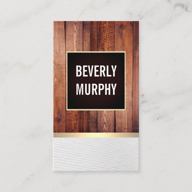 Rustic Wood with Gräns Embellution/Guld Trim Visitkort (Framsida)