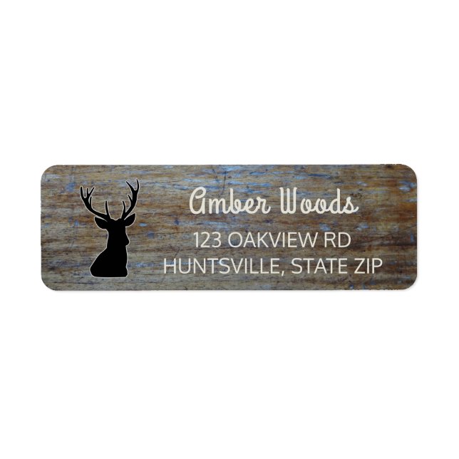Rustic Wood | Woodland Buck Hjort Returadress Etikett (Framsidan)