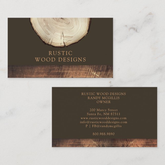 Rustic Wood Woodworking Carpenter Visitkort (Fram/baksida)