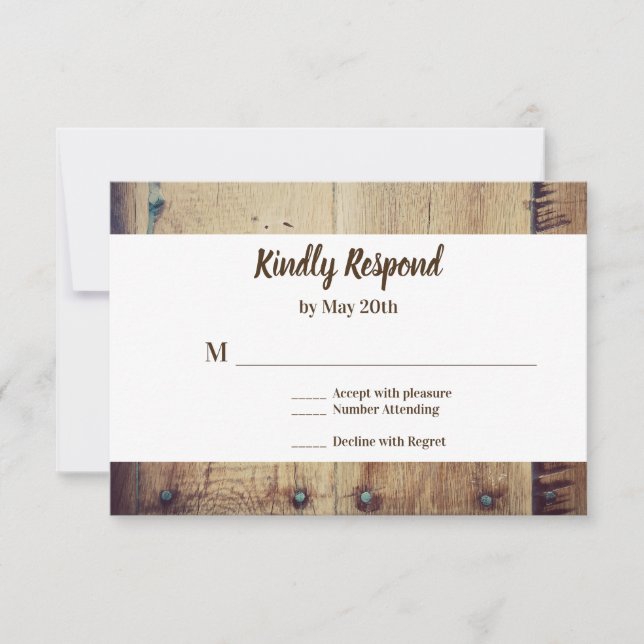 Rustic Wood You and Me Bröllop Svar (Framsida)