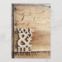 Rustic Wood You & Me bröllopsinbjudningar