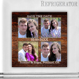 Rustic Wood Your 4 Photos Spara datum magneter