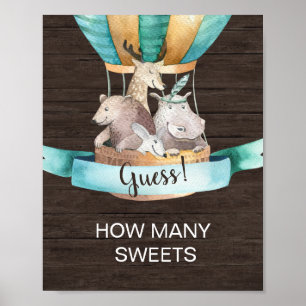 Rustic Wooden Animals How Many Sweets Game Poster