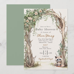 Rustic Wooden Arch Baby Shower Inbjudningar