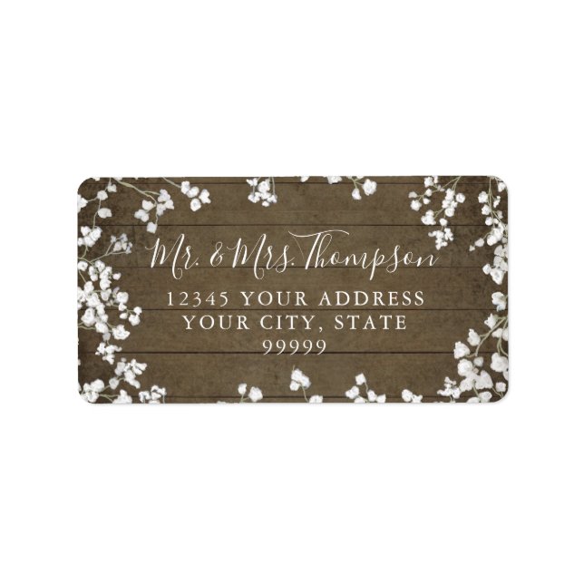 Rustic Wooden Baby's Blommigt Returadress Adressetikett (Framsidan)