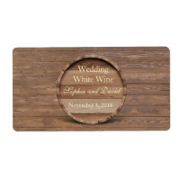 Rustic Wooden Barrel Bröllop Vin etikett