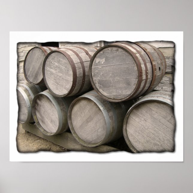 Rustic Wooden Barrels Poster (Framsidan)