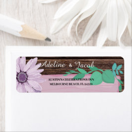 Rustic Wooden Blommigt Bröllop adress Returadress Etikett