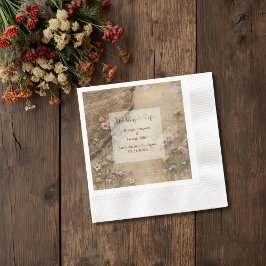 Rustic Wooden Bohemian Floral Wedding Pappersservett