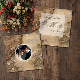 Rustic Wooden Bohemian Floral Wedding photo Tack Kort