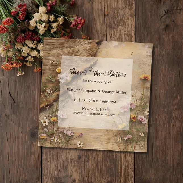 Rustic Wooden Bohemian Floral Wedding  Spara Datumet (Skapare uppladdad)