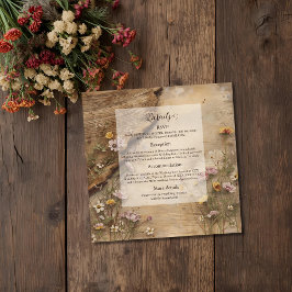 Rustic Wooden Bohemian Floral Wedding Tilläggskort