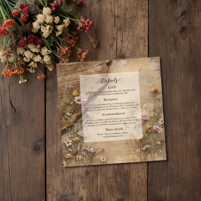 Rustic Wooden Bohemian Floral Wedding  Tilläggskort (Skapare uppladdad)