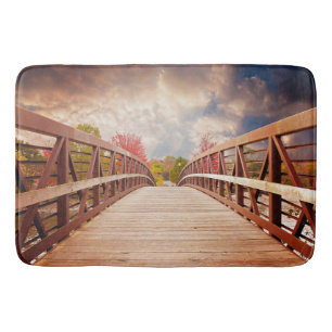 Rustic Wooden Bridge i Land Badrumsmatta