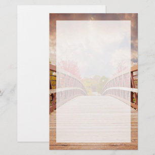 Rustic Wooden Bridge i Land Brevpapper