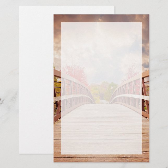 Rustic Wooden Bridge i Land Brevpapper (Fram/baksida)
