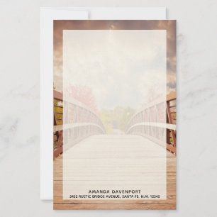 Rustic Wooden Bridge i Land Brevpapper