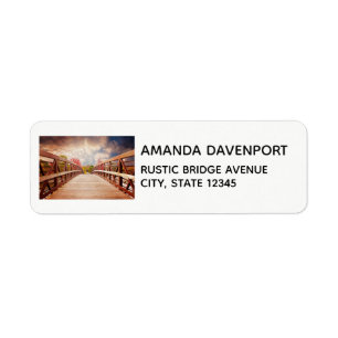 Rustic Wooden Bridge i Land-etiketten Returadress Etikett