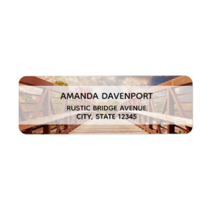 Rustic Wooden Bridge i Land-etiketten Returadress Etikett