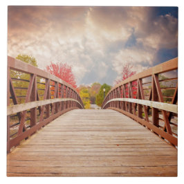 Rustic Wooden Bridge i Land Kakelplatta