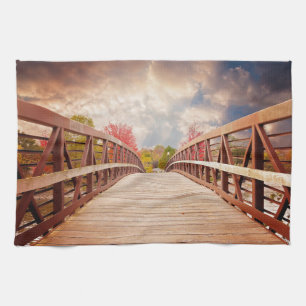 Rustic Wooden Bridge i Land Kökshandduk