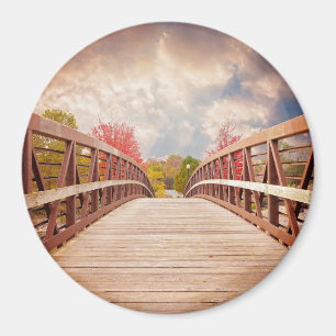 Rustic Wooden Bridge i Land Magnet