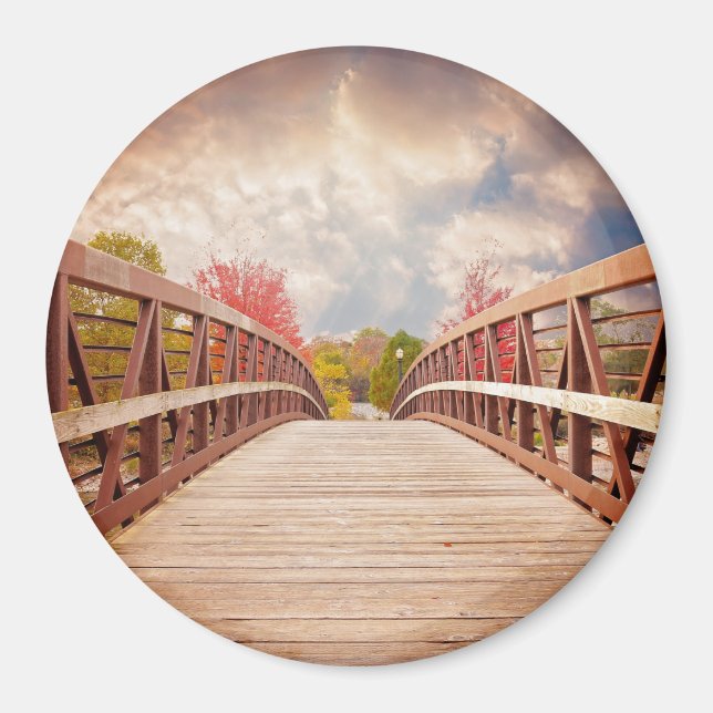 Rustic Wooden Bridge i Land Magnet (Framsidan)