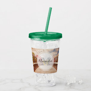 Rustic Wooden Bridge i Land Monogram Take Away Mugg