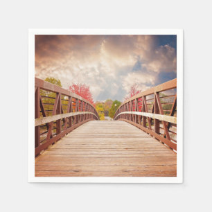 Rustic Wooden Bridge i Land Pappersservett