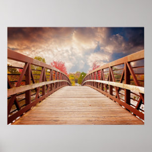 Rustic Wooden Bridge i Land Poster